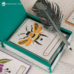 Hinged Card Box With Feather Pen