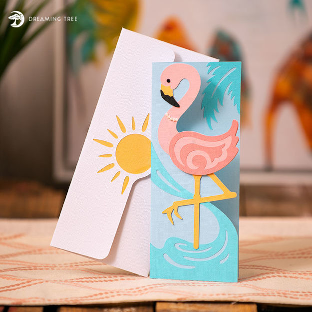 Flamingo Card (Free SVG)