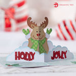 Holly Jolly Rudolph Reindeer Christmas Pop Up Card