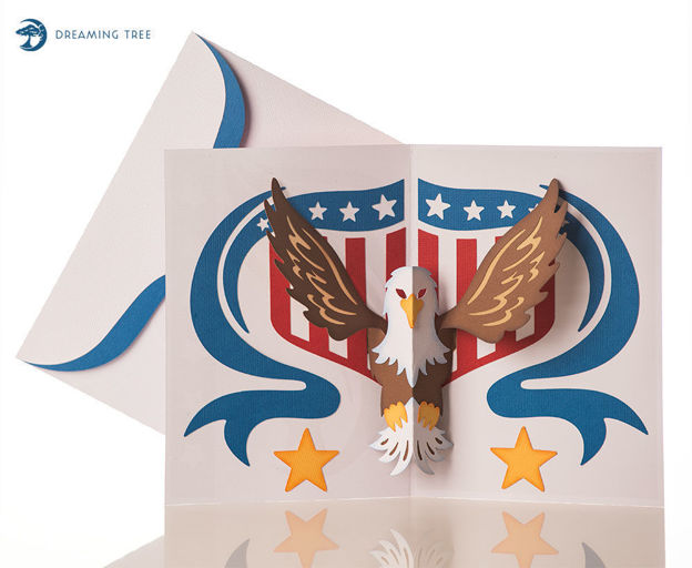 American Eagle Patriotic Pop Up Card