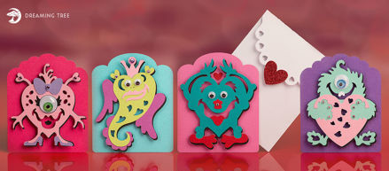 Mini Monsters Valentine's Cards SVG