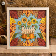 Autumn Falling Leaves Paper Sculpture Sunflower Pumpkins