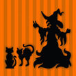 Halloween Witch and Cats (Free SVG)