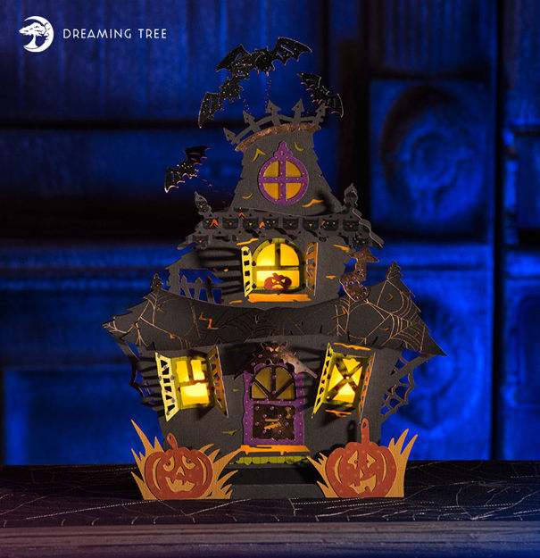 Download Dreaming Tree Tea Light Haunted House Svg