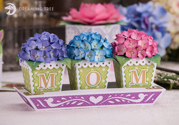 Hydrangea Tray 3D Flowers Mother's Day Mum