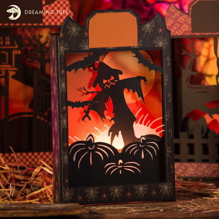 Scarecrow Halloween Paperscape Box Card SVG