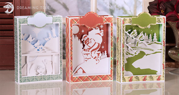 Christmas Paperscape Box Cards SVG Bundle