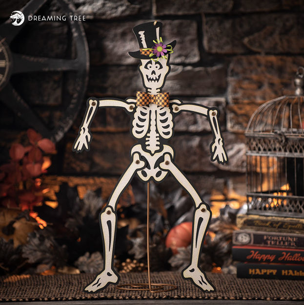 Halloween Pose-Able Skeleton SVG With Top Hat