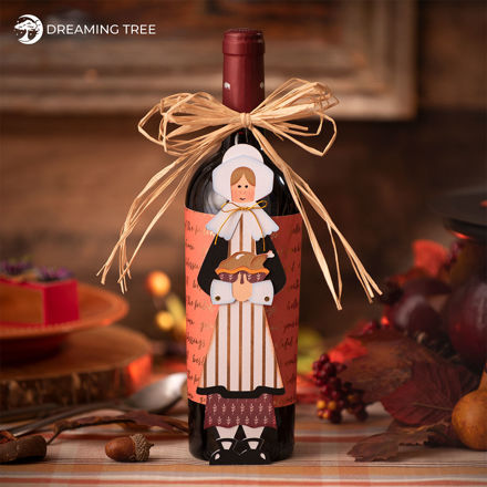 Thanksgiving Pilgrim Girl Wine Bottle Wrapper Host Hostess Gift