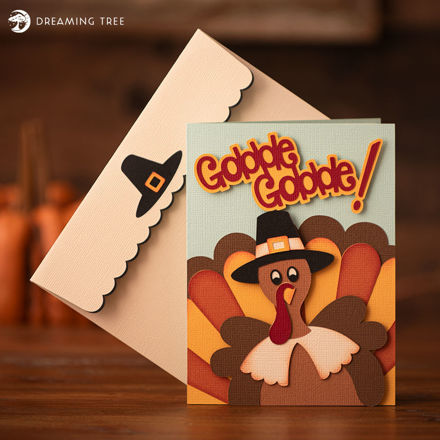 Turkey in a Pilgrim Hat Thanksgiving Card