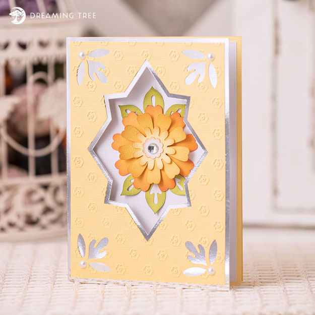 Yellow Fantasy Flower Card SVG