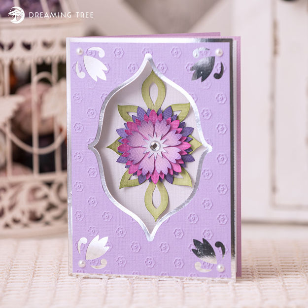 Lavender Fantasy Flower Card SVG