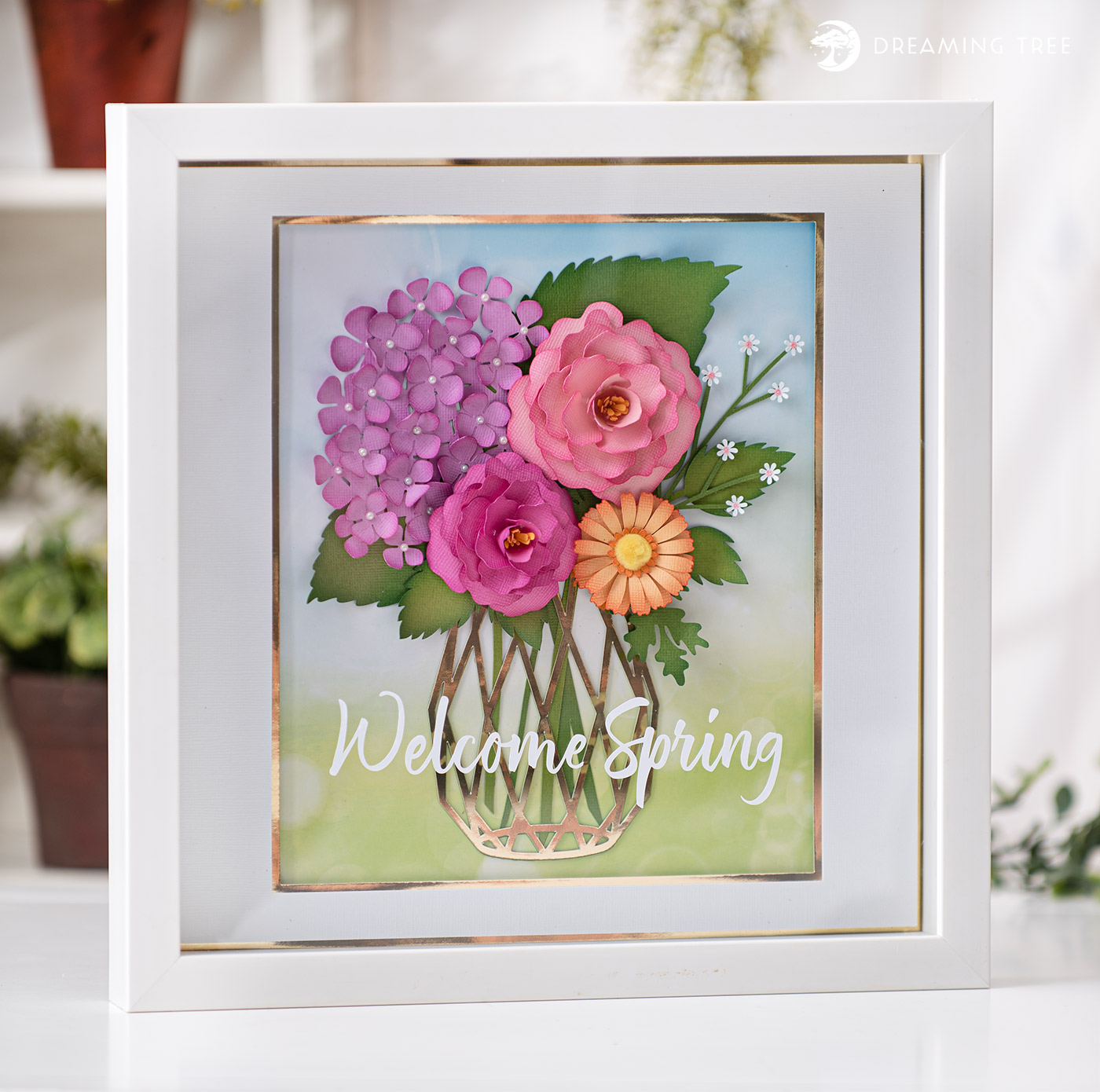 Floral Bouquet Paper Sculpture Bonus Vinyl Captions Premium SVG File