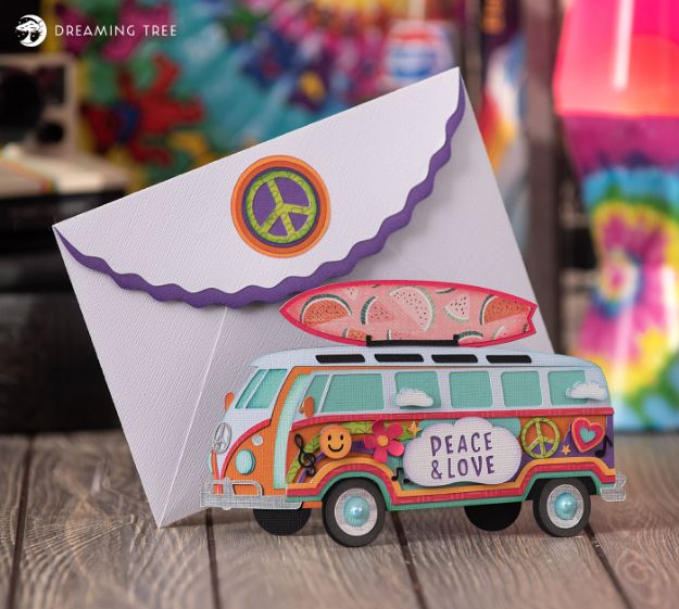 Hippie Bus Greeting Card SVG