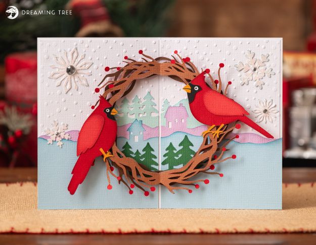 Cardinal Wreath Card SVG