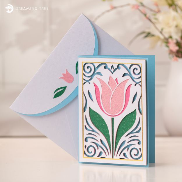 Tulip Flourish Card SVG