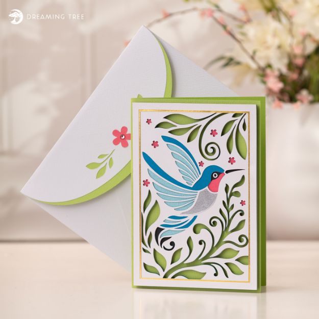Hummingbird Flourish Card SVG