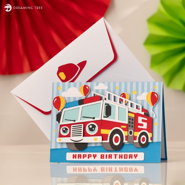 Fire Truck Birthday Card SVG